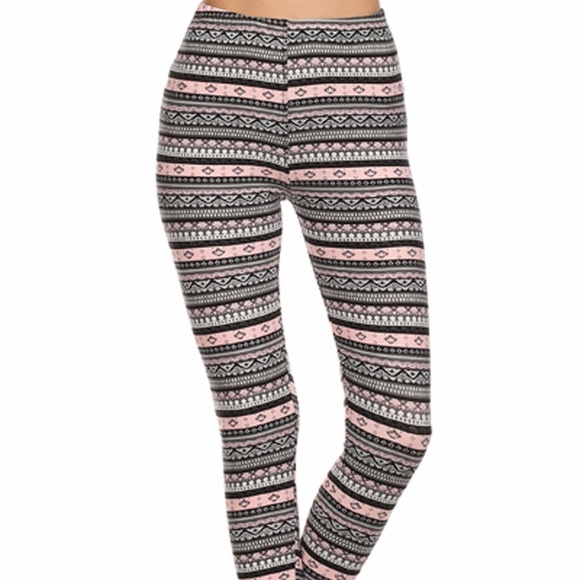 Tribal Pink Pattern Stretch Leggings - Picture 5 of 10